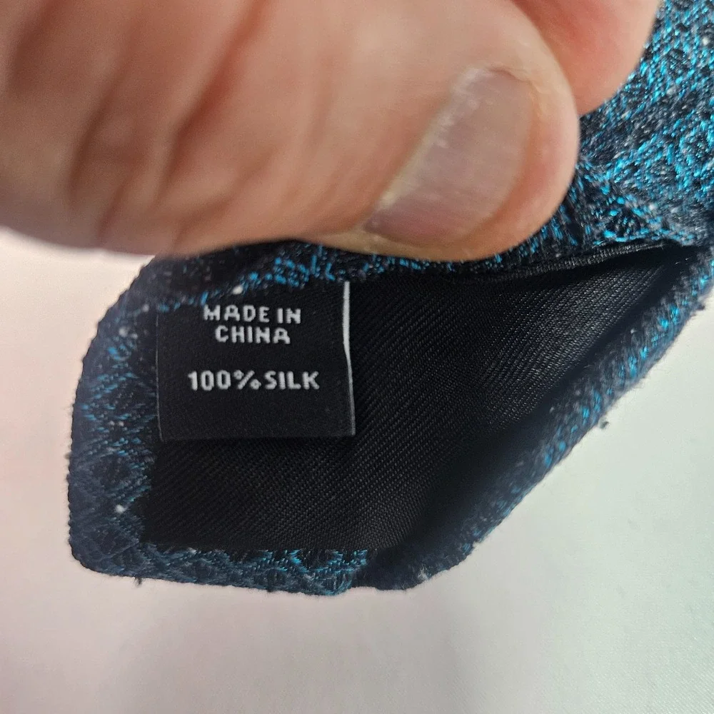 New Murano 100% Silk Tie Men Gray Blue 2.75
